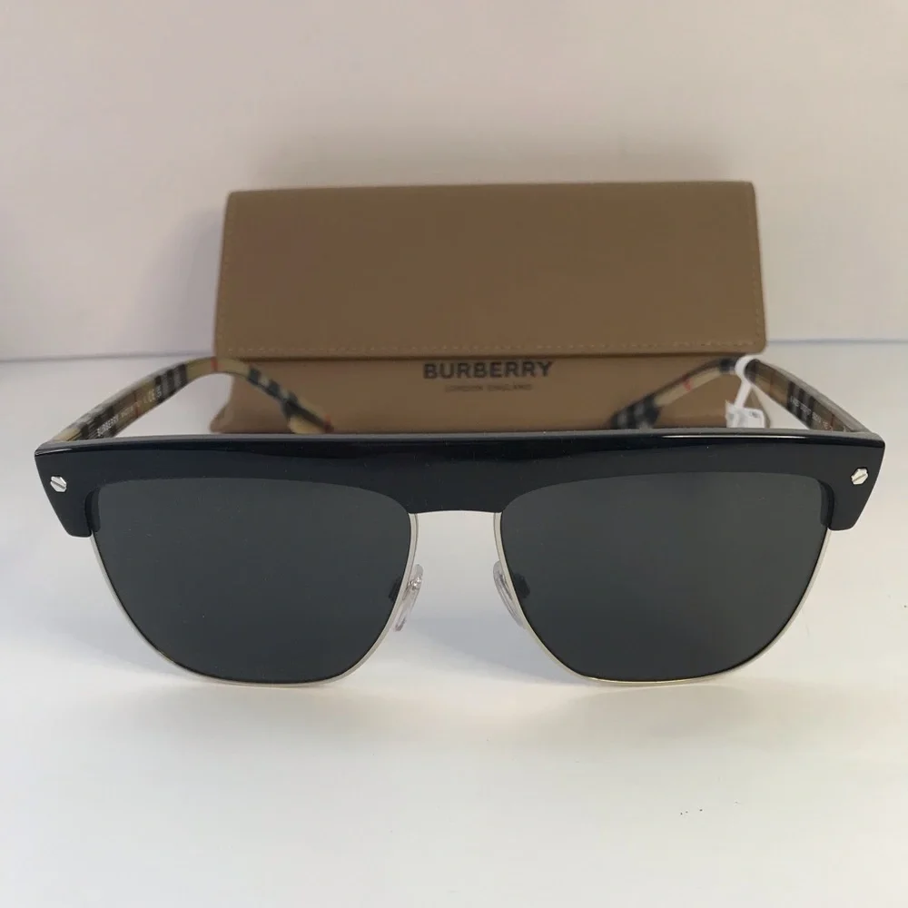 New Authentic Burberry William Grey Browline Men's Sunglasses BE4325 375787 59.